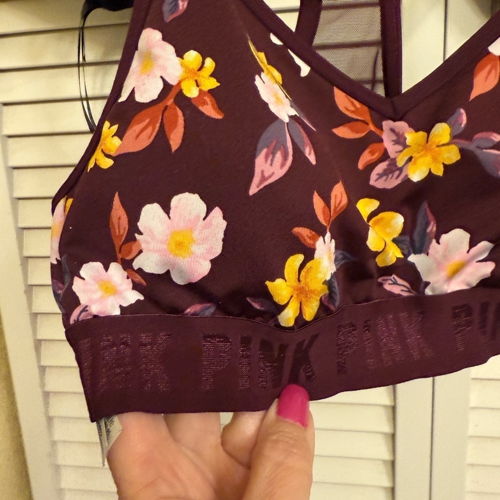PINK Victoria's Secret Floral Bralette Set - Black, Green, and Purple Lot Sz M - Picture 5 of 15